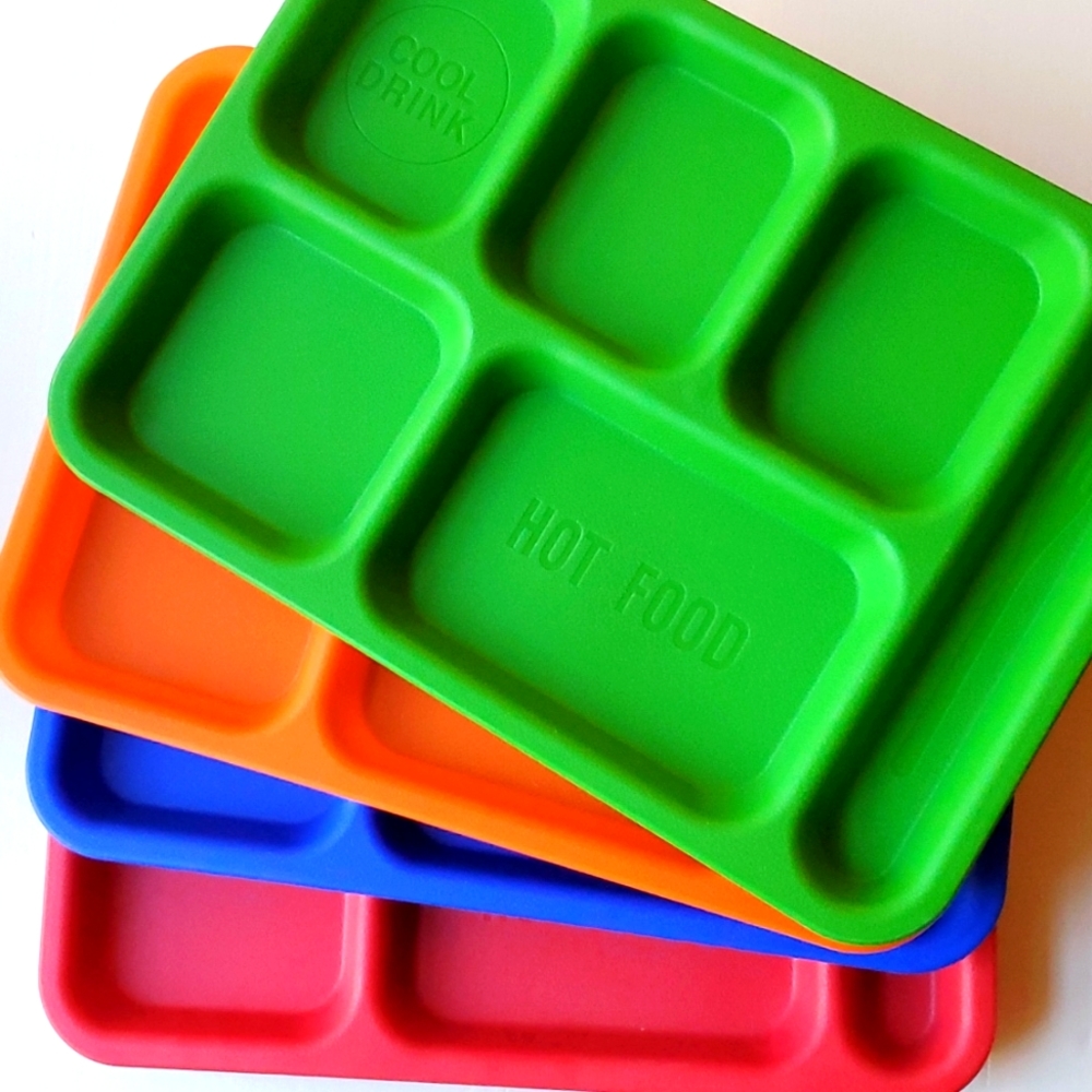 9 School Lunch Trays Divided Plate Set of 9 Stackable